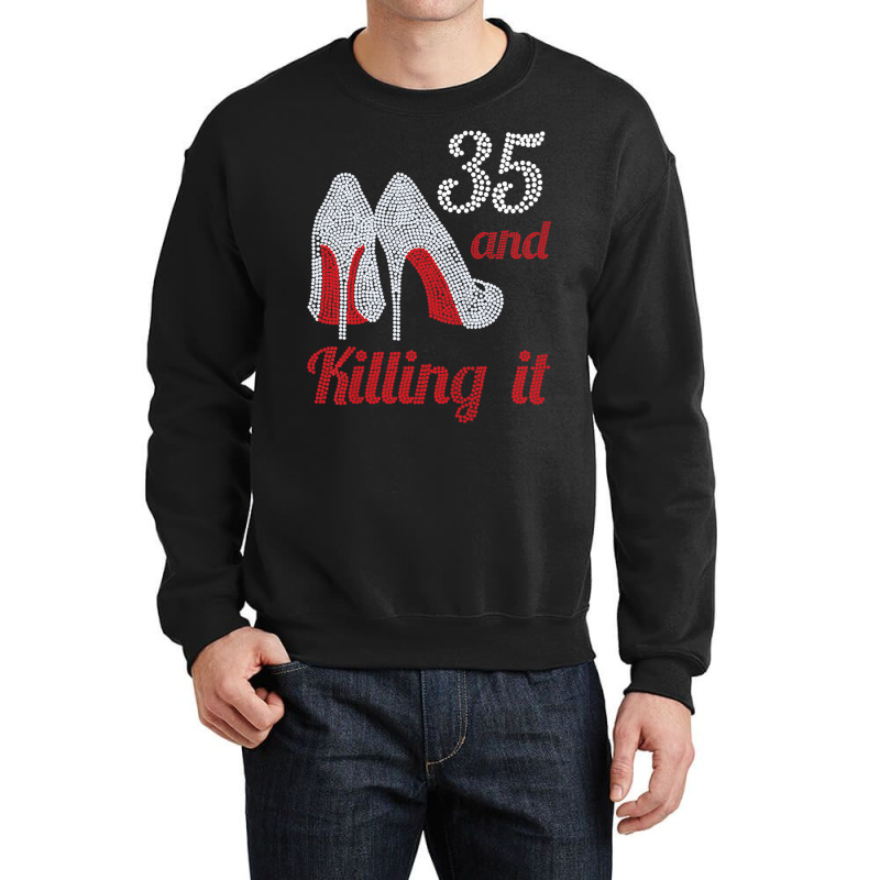 Womens 35 Year Old High Heel Rhinestone 1987 35th Birthday Lady Premiu Crewneck Sweatshirt by hamlerf | Artistshot