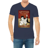 Cattitude Toilet Paper Remenber To Wipe Black Cat Poster Poster Funny V-neck Tee | Artistshot