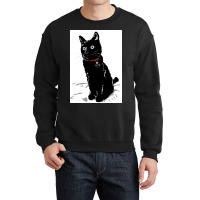 Merlin The Little Black Cat Poster Girl Crewneck Sweatshirt | Artistshot