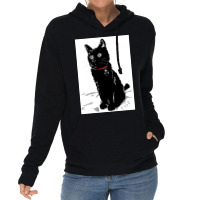 Merlin The Little Black Cat Poster Girl Lightweight Hoodie | Artistshot