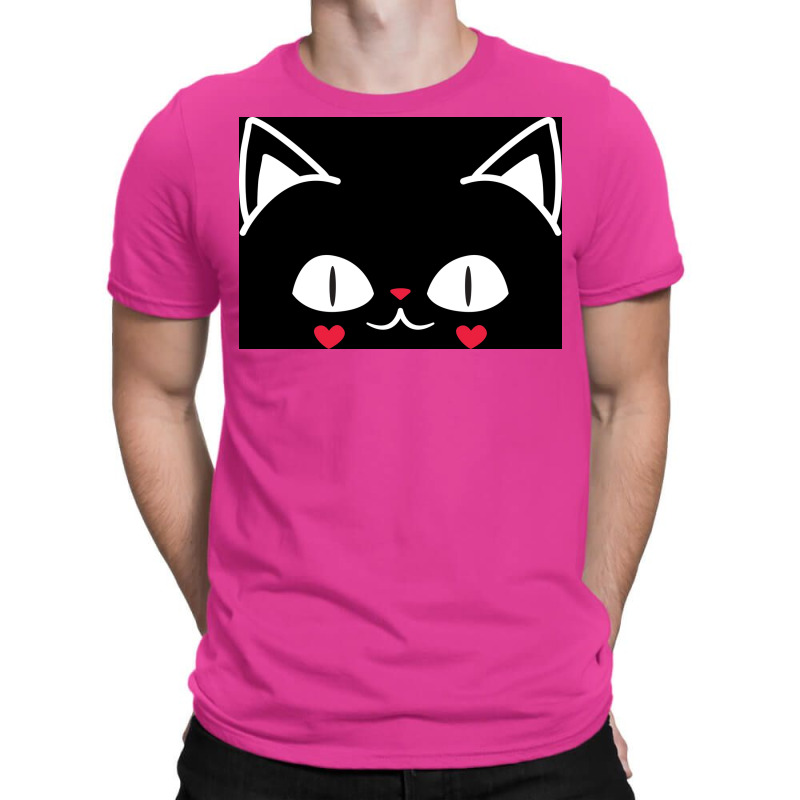 Of Black And Pink Cat Face Cute Cat Lover Poster T-shirt | Artistshot