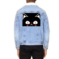 Of Black And Pink Cat Face Cute Cat Lover Poster Unisex Sherpa-lined Denim Jacket | Artistshot