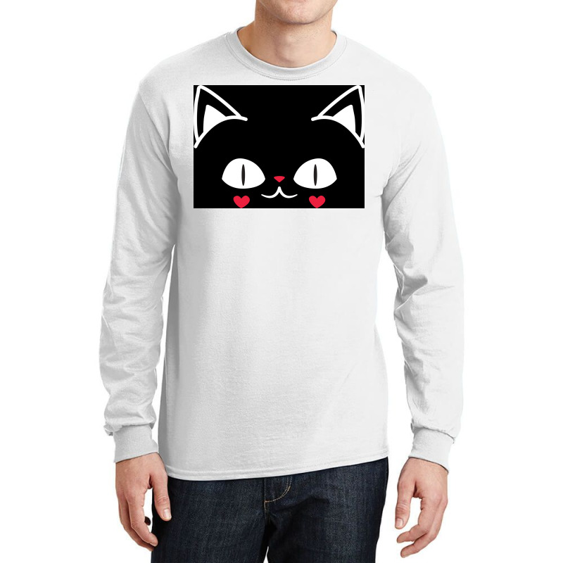 Of Black And Pink Cat Face Cute Cat Lover Poster Long Sleeve Shirts | Artistshot