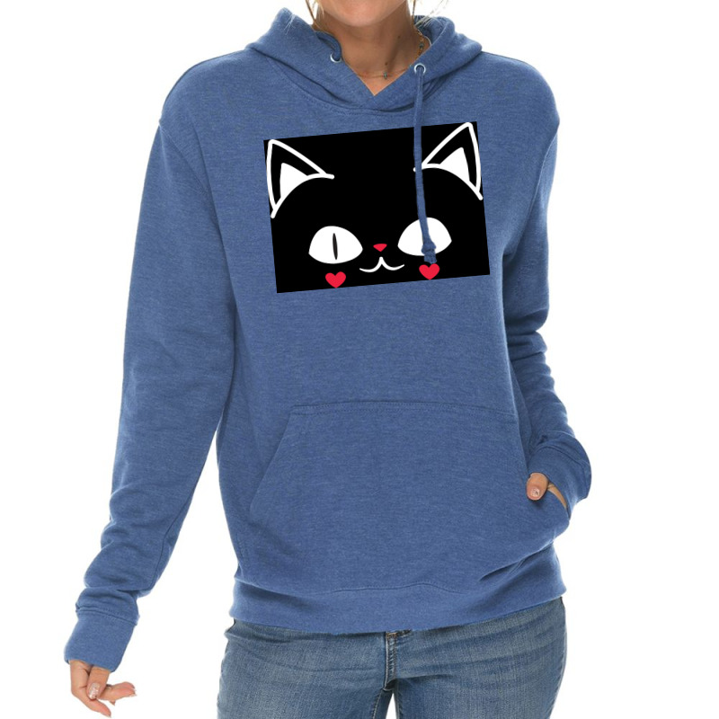 Of Black And Pink Cat Face Cute Cat Lover Poster Lightweight Hoodie | Artistshot