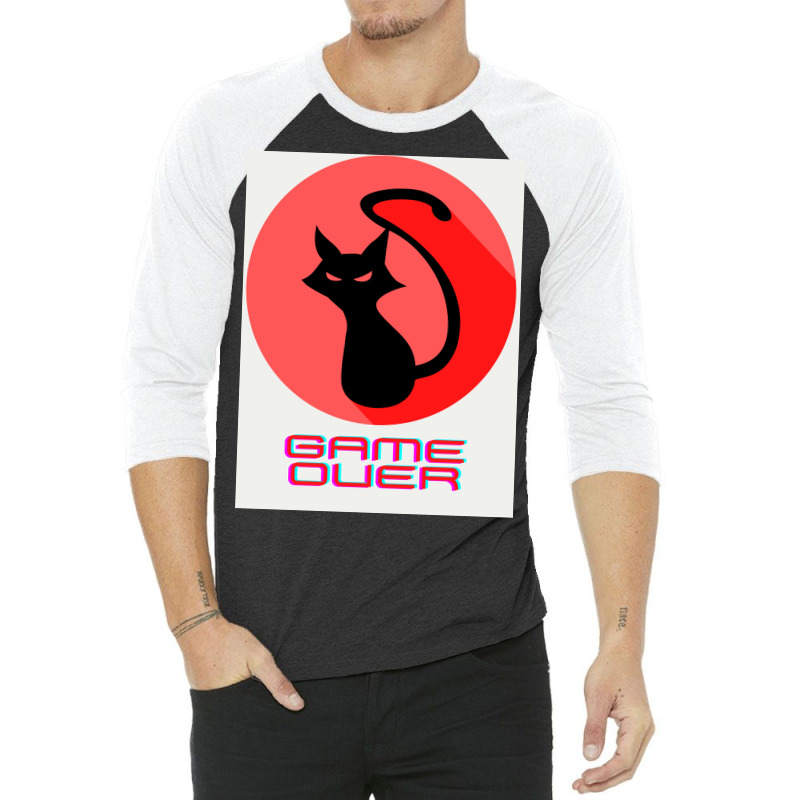 Game Over Evil Black Cat Poster Gift 3/4 Sleeve Shirt by globossterkyc | Artistshot