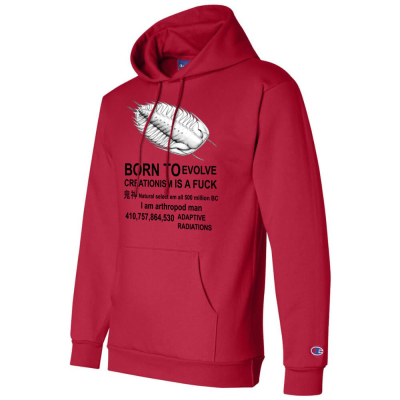 Born To Evolve Creationism Is A Fck Champion Hoodie by wenzinhaisebo | Artistshot