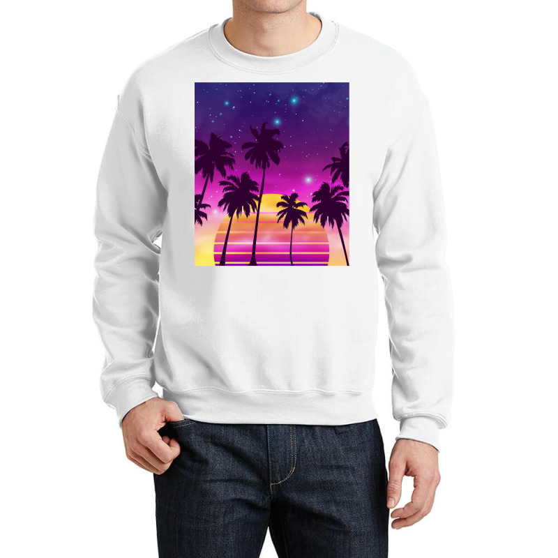 Incredibly Vibrant Sunset Synthwave Crewneck Sweatshirt | Artistshot