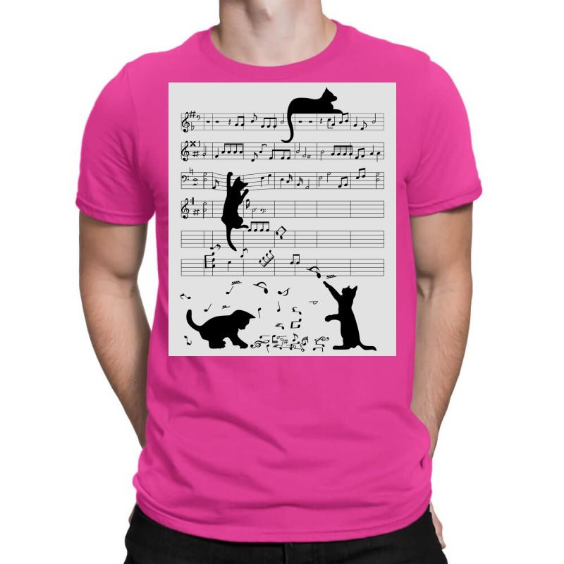 Musical Cat Kitten Music Clef Poster Copy T-Shirt by gremowakeri | Artistshot