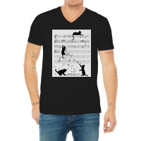 Musical Cat Kitten Music Clef Poster Copy V-neck Tee | Artistshot