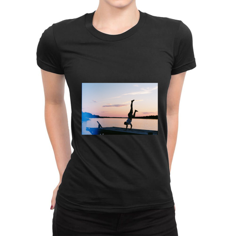 Handstands During The Sunset Ladies Fitted T-Shirt by SuzanneElaineSehorn | Artistshot