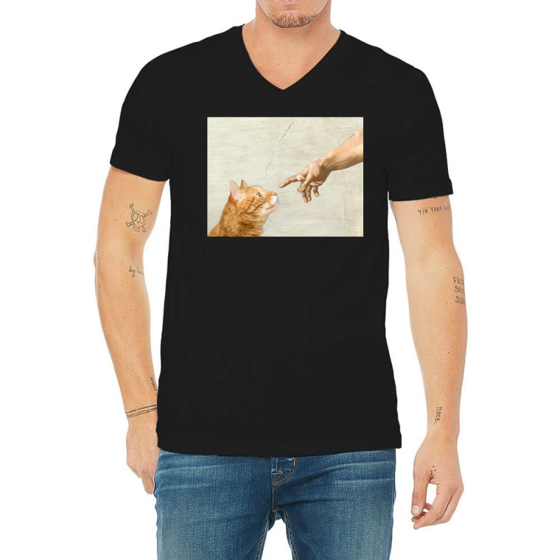 Indie Aesthetic Michaelangelo Creation Cat Art Cute Y2k 90s   Cute Ora V-neck Tee | Artistshot