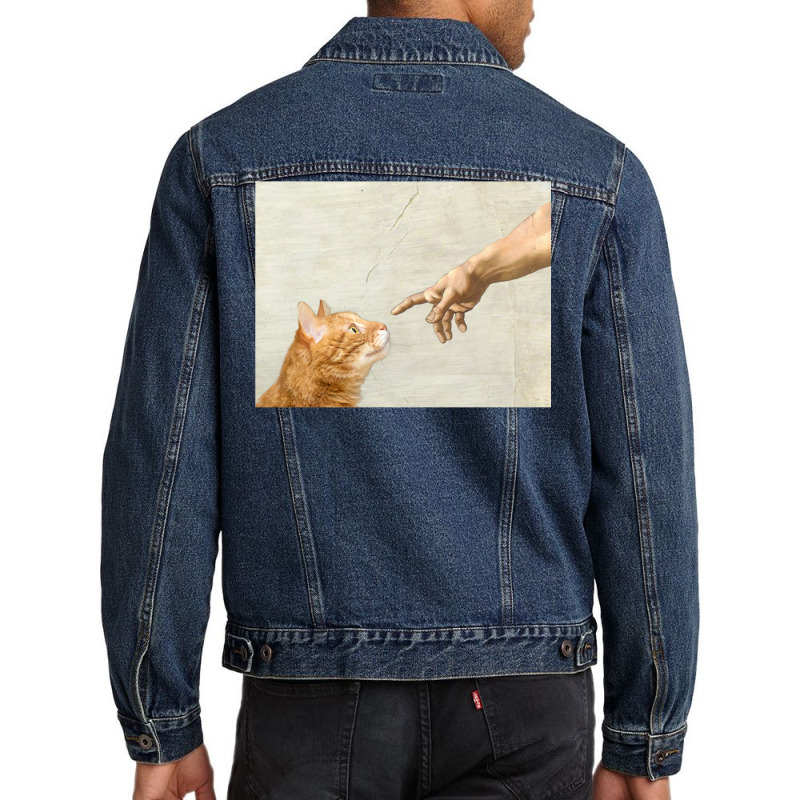 Indie Aesthetic Michaelangelo Creation Cat Art Cute Y2k 90s   Cute Ora Men Denim Jacket | Artistshot