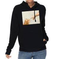 Indie Aesthetic Michaelangelo Creation Cat Art Cute Y2k 90s   Cute Ora Lightweight Hoodie | Artistshot