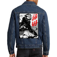 Japanese Cyberpunk Samurai Evil Mask Girl Men Denim Jacket | Artistshot