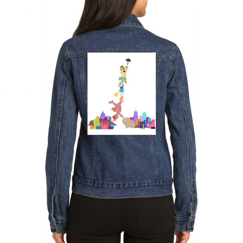 Three Caballeros Skylines Classic Poster Tumblr Ladies Denim Jacket by malishostenr | Artistshot