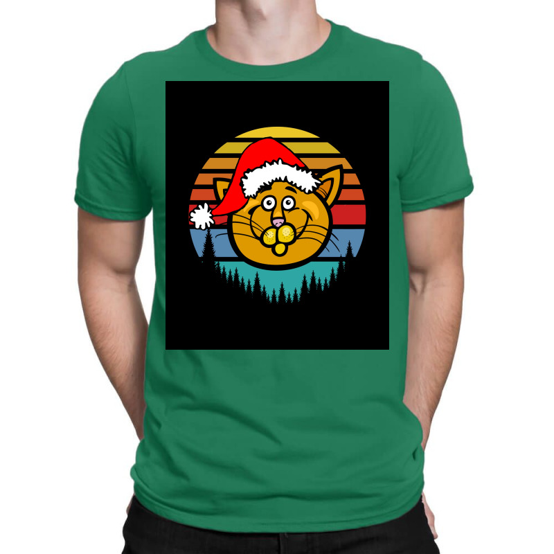 Of Funny Christmas Cat Abyssinian Retro Poster T-shirt | Artistshot