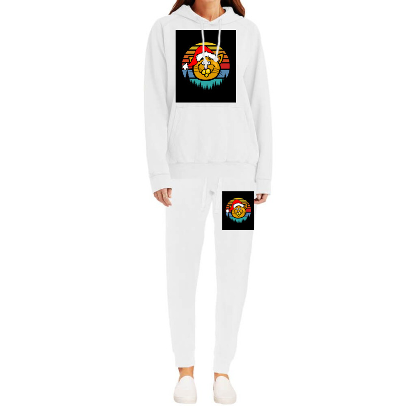 Of Funny Christmas Cat Abyssinian Retro Poster Hoodie & Jogger Set | Artistshot