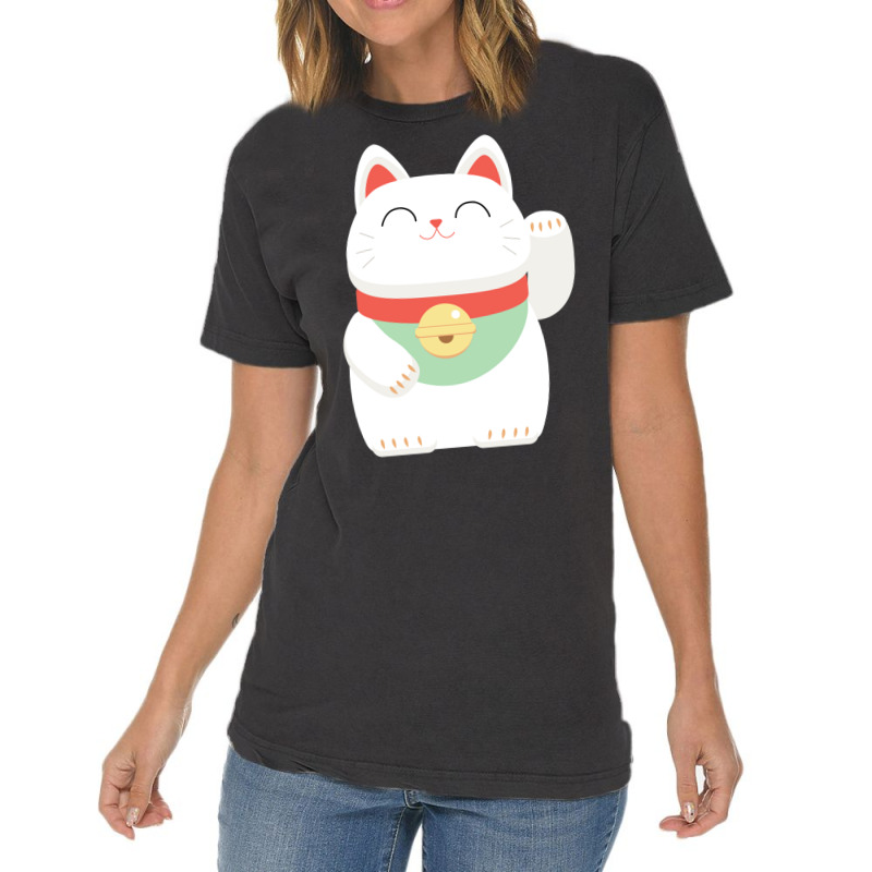 Japanese Maneki Neko Lucky Cat Vintage T-shirt | Artistshot