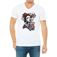 Japanese Geisha Girl Vaporwave Cyberpunk Popart Urban Style 1 V-neck Tee | Artistshot