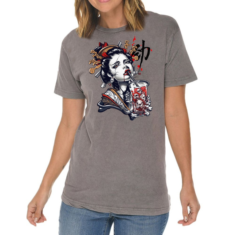 Japanese Geisha Girl Vaporwave Cyberpunk Popart Urban Style 1 Vintage T-shirt | Artistshot