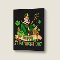 Happy St Patricks Day With St Patricks Portrait Canvas Print | Artistshot