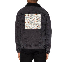 Orange Flower Pattern Unisex Sherpa-lined Denim Jacket | Artistshot