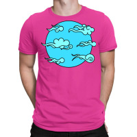 Japanese Wind Clouds Line Art Sky Blue T-shirt | Artistshot