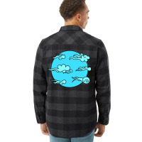 Japanese Wind Clouds Line Art Sky Blue Flannel Shirt | Artistshot