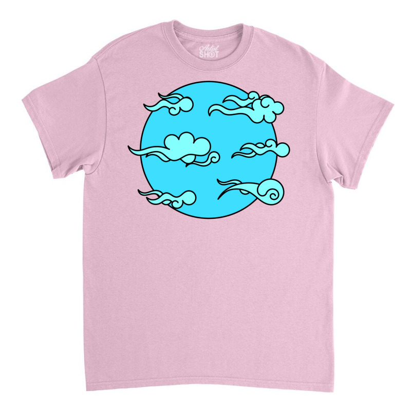 Japanese Wind Clouds Line Art Sky Blue Classic T-shirt | Artistshot