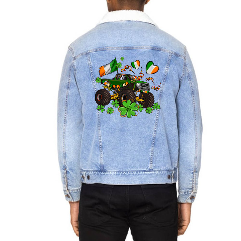 Monster Truck With Shamrocks Unisex Sherpa-lined Denim Jacket | Artistshot