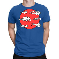 Japanese Wind Clouds Line Art With Red Sun And White Clouds T-shirt | Artistshot