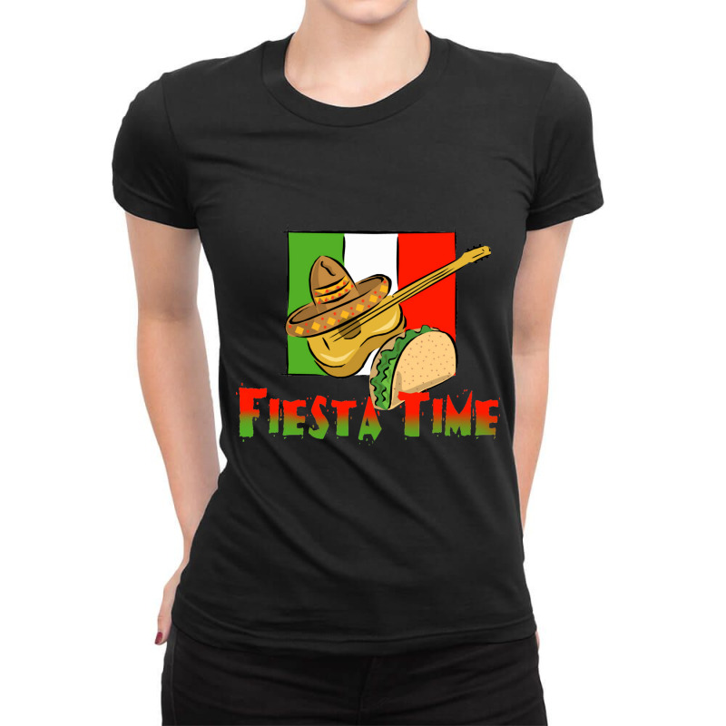 Fiesta Time Taco, Sombrero, Guitar T-shirt Ladies Fitted T-Shirt by THOMASLCOTT | Artistshot