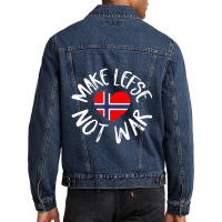 Trending Lefse Norwegian Flag Heart Make Lefse Not War Men Denim Jacket | Artistshot