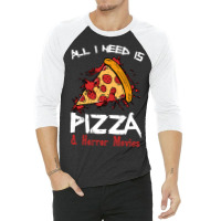 Bloody Pizza Horror Movies Costume Funny Food Halloween Gift 3/4 Sleeve Shirt | Artistshot