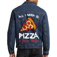 Bloody Pizza Horror Movies Costume Funny Food Halloween Gift Men Denim Jacket | Artistshot