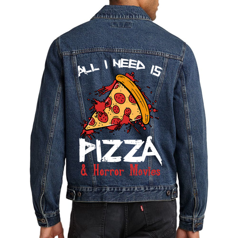 Bloody Pizza Horror Movies Costume Funny Food Halloween Gift Men Denim Jacket | Artistshot