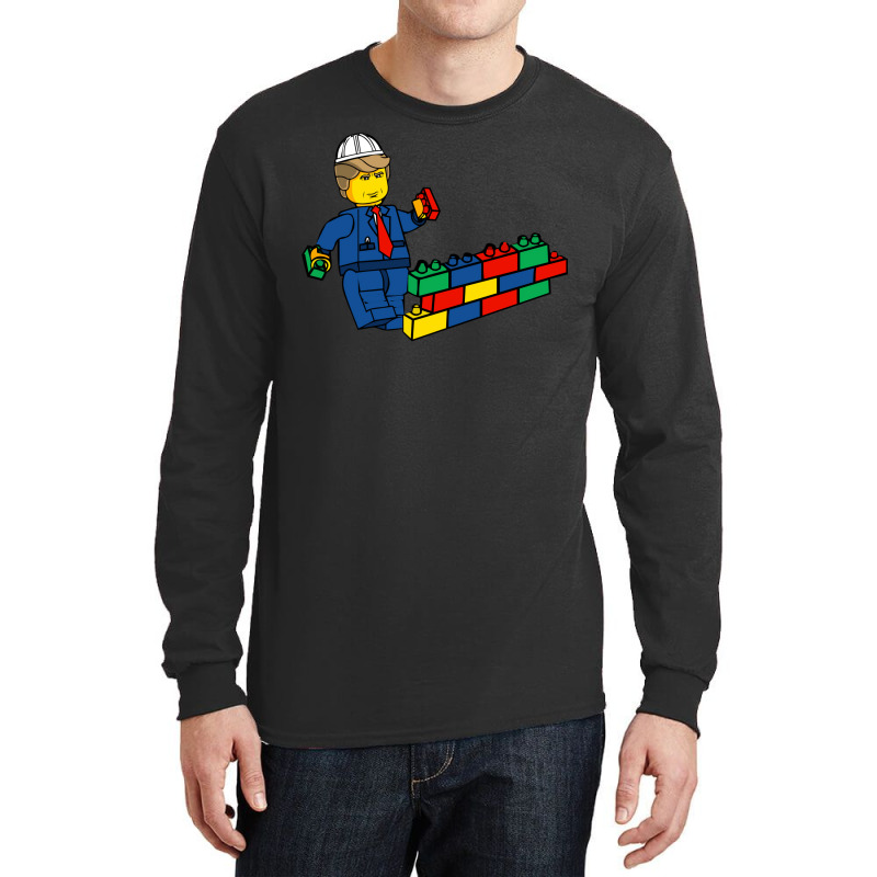 Build The Wall Funny President Long Sleeve Shirts by keehanquakera | Artistshot