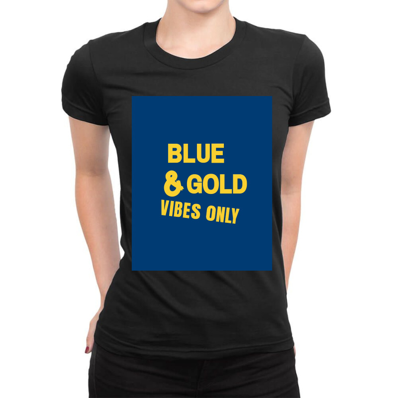 Blue And Gold Game Day Group  For High School Football Graphic Ladies Fitted T-Shirt by AlexandraArtist | Artistshot