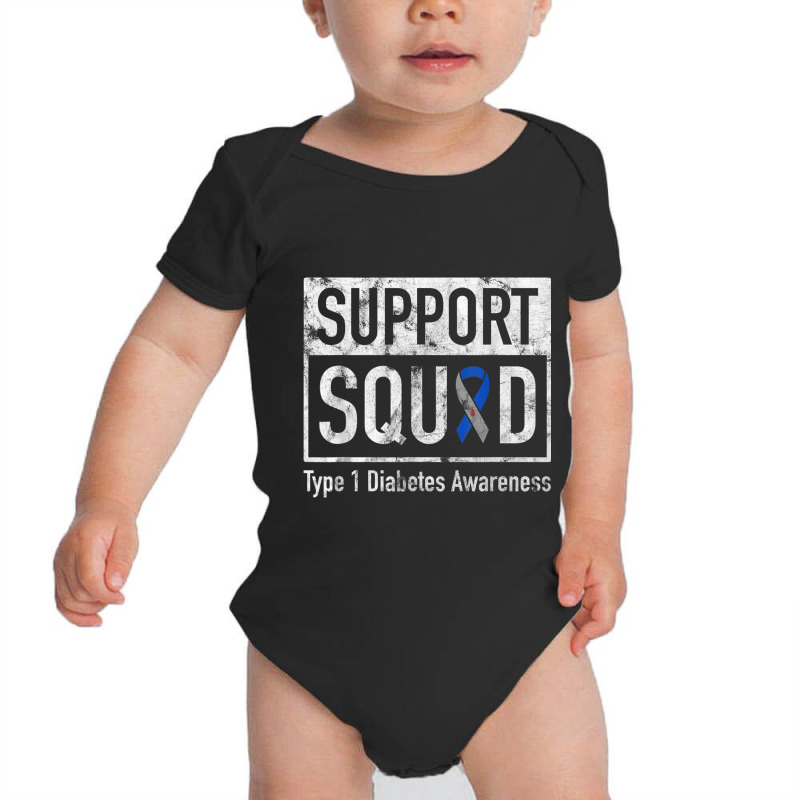 Support Squad Type 1 Diabetes Awareness Ribbon Baby Bodysuit by RobertRayColton | Artistshot