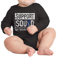 Support Squad Type 1 Diabetes Awareness Ribbon Long Sleeve Baby Bodysuit | Artistshot