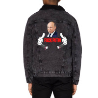 Fuck Putin   Red Unisex Sherpa-lined Denim Jacket | Artistshot