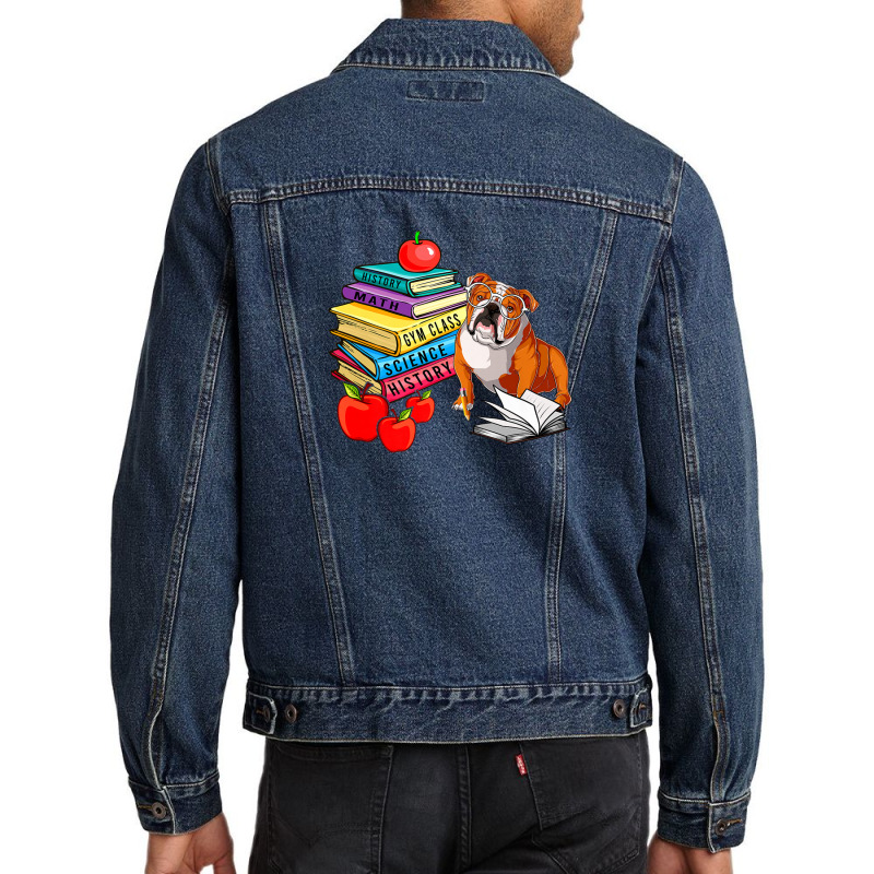 English Bulldog Sunglasses School Books First Day Of School Men Denim Jacket | Artistshot