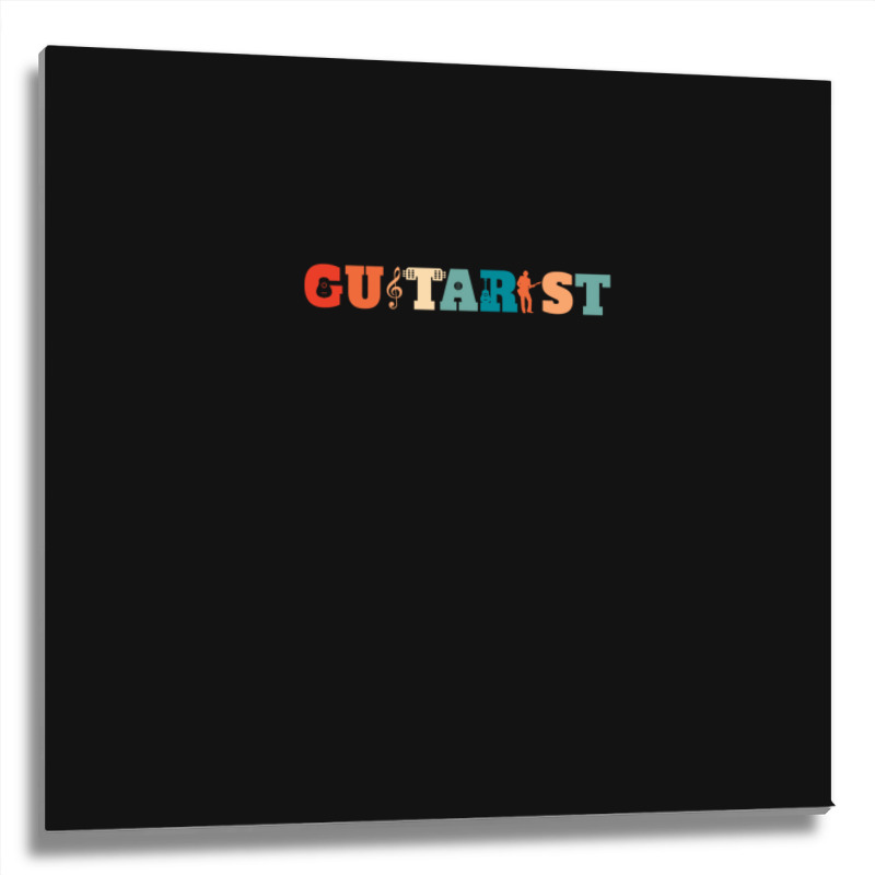 Retro Guitar String Instrument Musician   Vintage Guitarist Metal Print Square | Artistshot