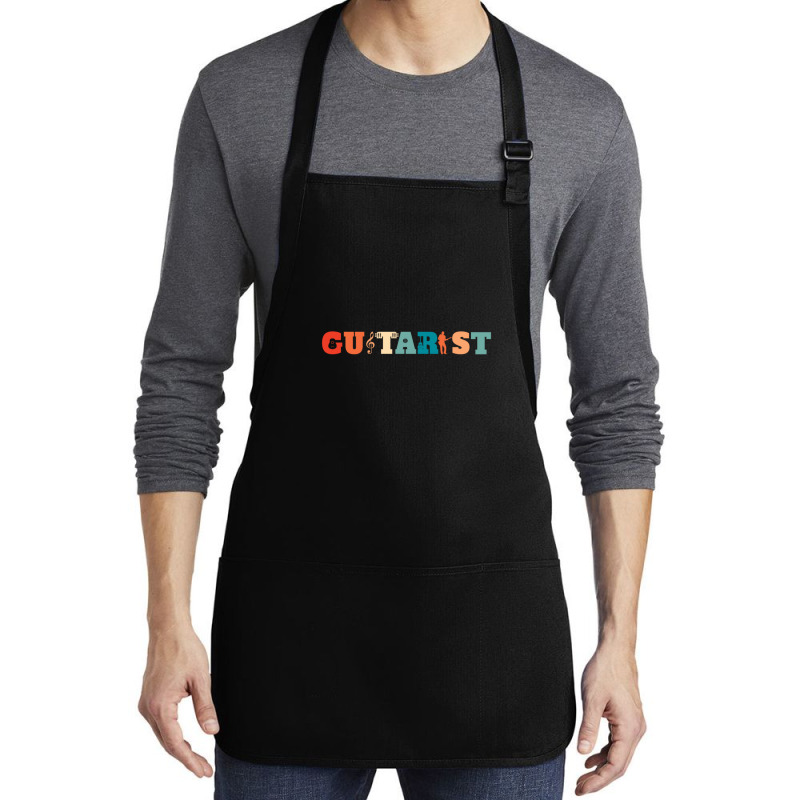 Retro Guitar String Instrument Musician   Vintage Guitarist Medium-length Apron | Artistshot