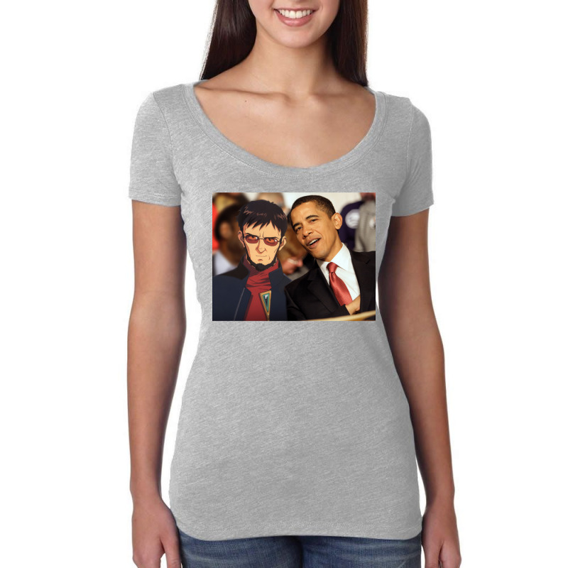 Gendo Ikari And Barrack Obama   Hipster Women's Triblend Scoop T-shirt by gouselauckt | Artistshot