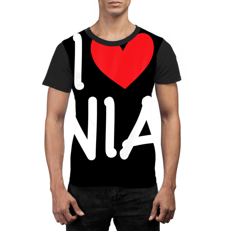 I Love Nia Name Personalized Girl Woman Bff Friend Heart Graphic T-shirt | Artistshot