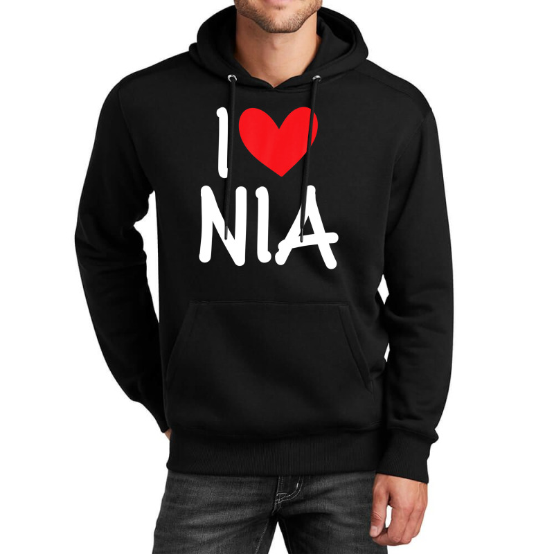 I Love Nia Name Personalized Girl Woman Bff Friend Heart Unisex Hoodie | Artistshot