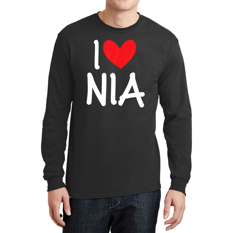 I Love Nia Name Personalized Girl Woman Bff Friend Heart Long Sleeve Shirts | Artistshot