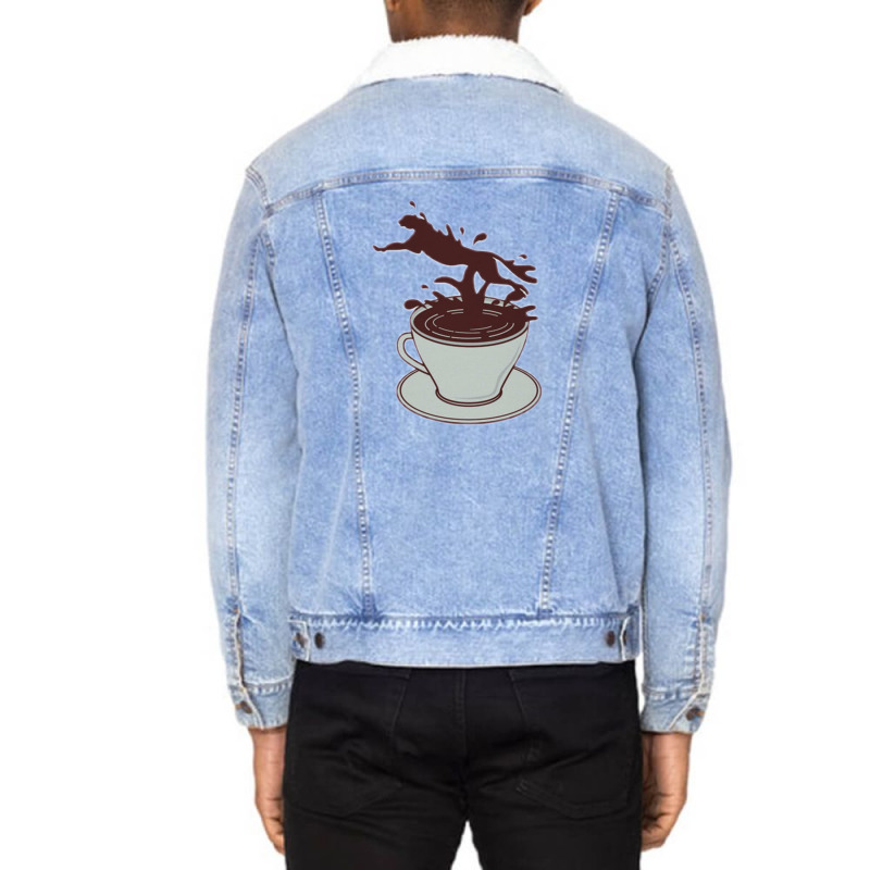 Coffee Cheater Fancy Deal Digital Art Graphic Vector T Unisex Sherpa-lined Denim Jacket | Artistshot