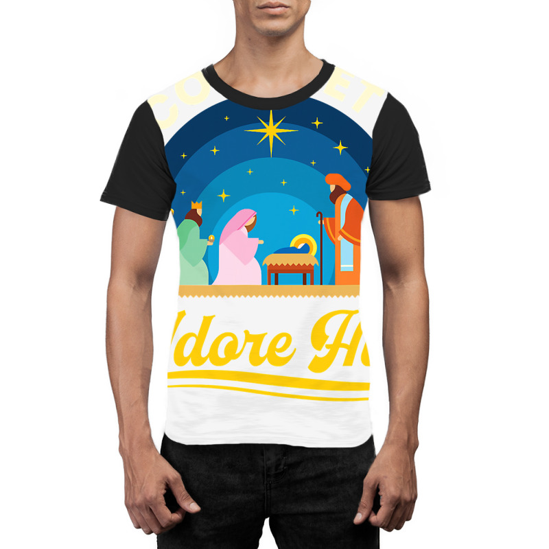 O Come Let Us Adore Him Christmas Nativity Jesus Christian Graphic T-shirt by thuhuong | Artistshot